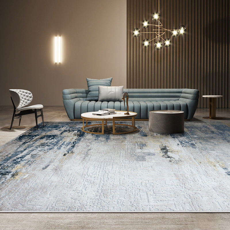 Grey Contemporary Carpet Polyester Graphic Carepet Washable Carpet for Living Room
