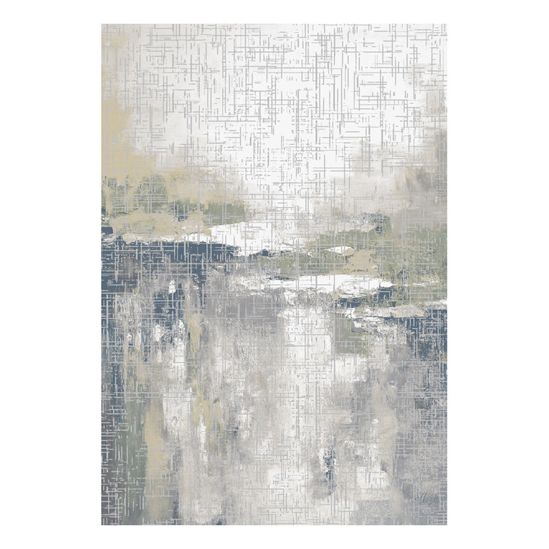 Grey Contemporary Carpet Polyester Graphic Carepet Washable Carpet for Living Room