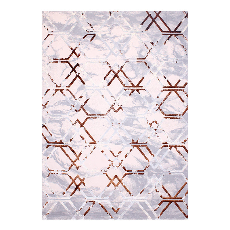 Brown Abstract Pattern Rug Polyester Washable Area Rug Washable Rug for Living Room