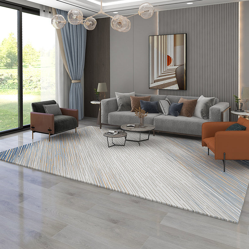 Light Grey Simple Rug Polyester Graphic Area Rug for Drawing Room