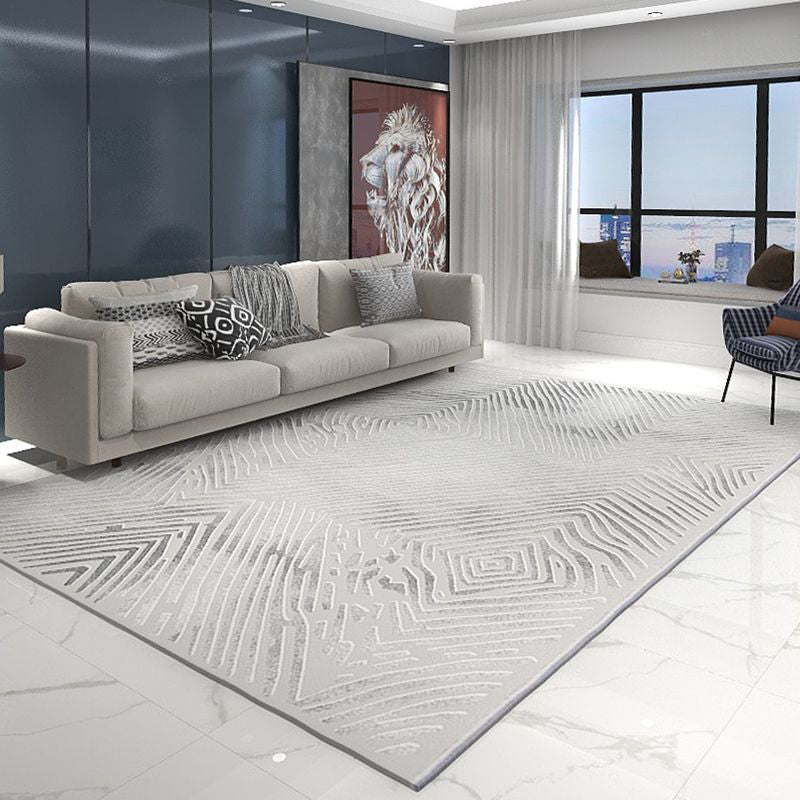 Light Grey Modern Rug Polyester Graphic Area Rug Washable Rug for Home Decoration