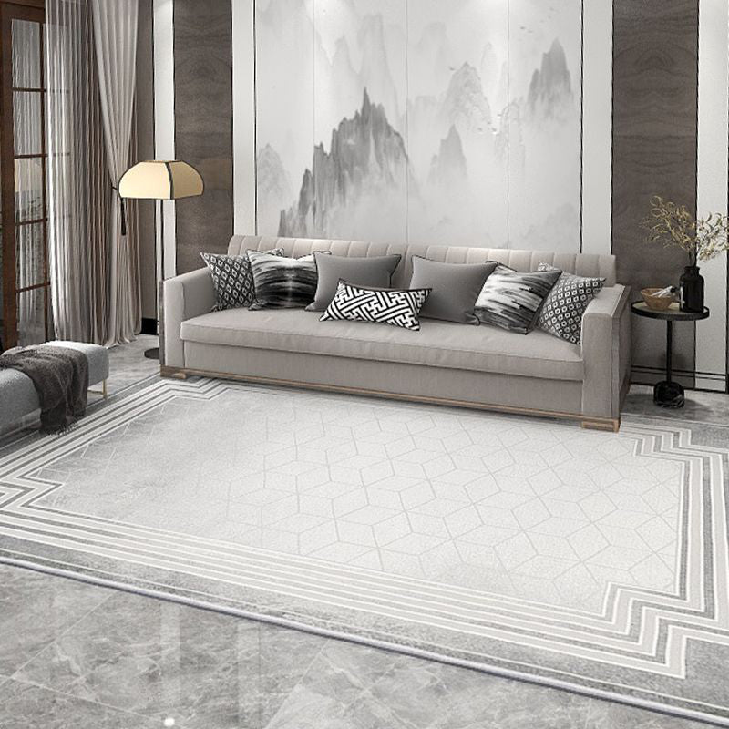 Light Grey Modern Rug Polyester Graphic Area Rug Washable Rug for Home Decoration
