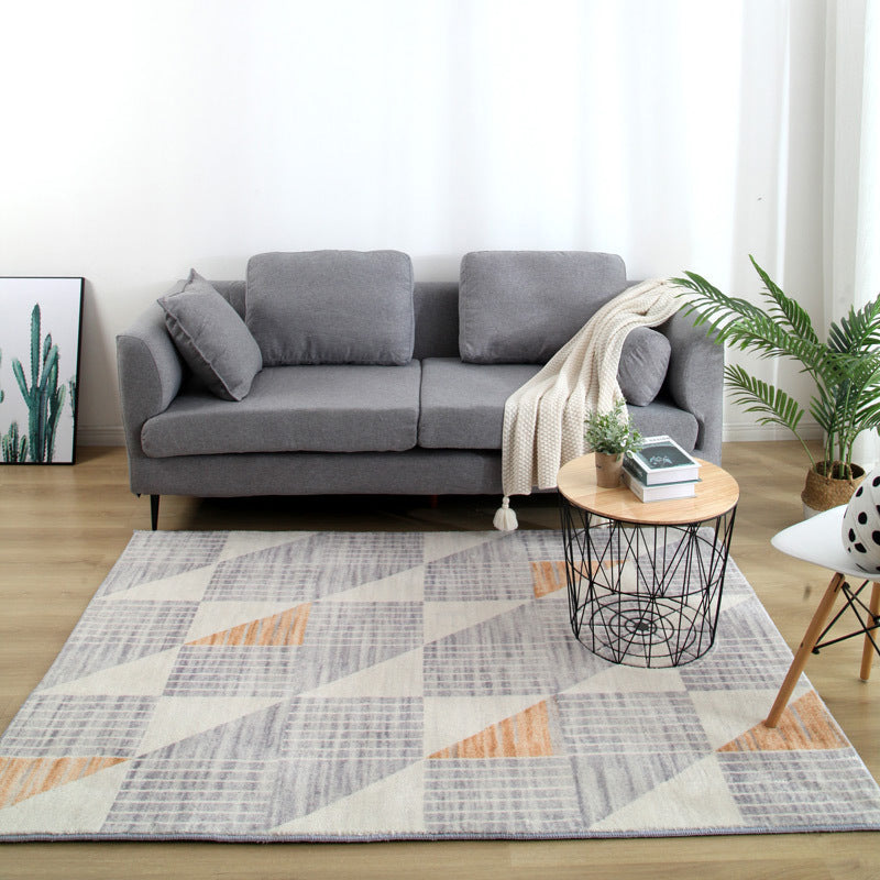 Brown Modern Rug Polyester Striped Rug Stain Resistant Rug for Living Room