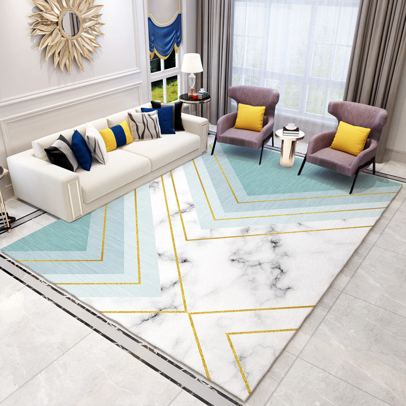 Brown Modern Rug Polyester Striped Rug Stain Resistant Rug for Living Room