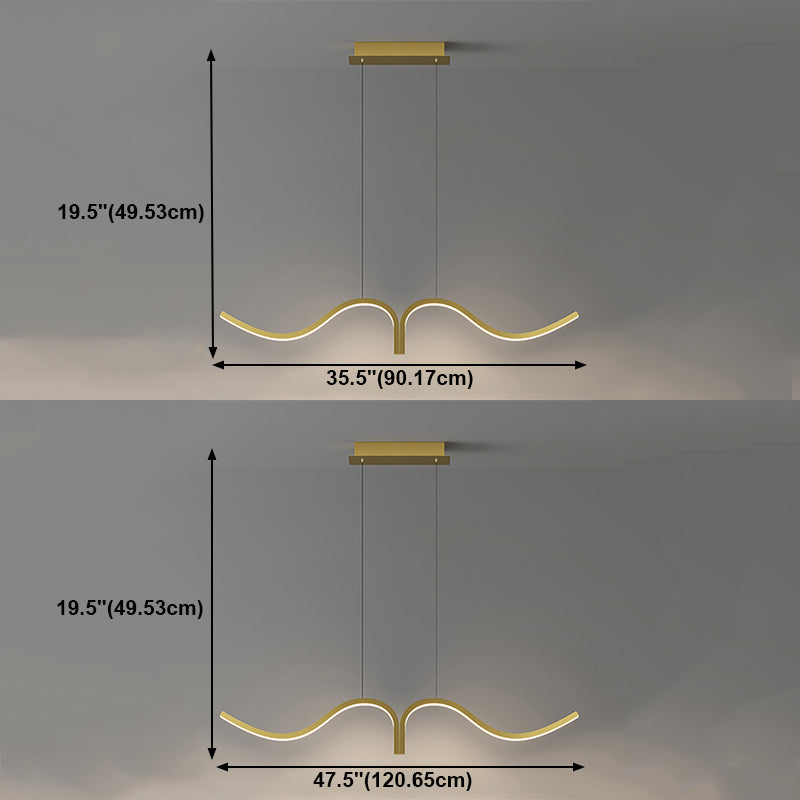 Contemporary Waves Island Light Metal 2 Light  Island Lighting Fixtures for Kitchen