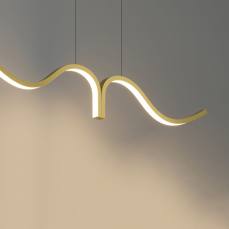 Contemporary Waves Island Light Metal 2 Light  Island Lighting Fixtures for Kitchen