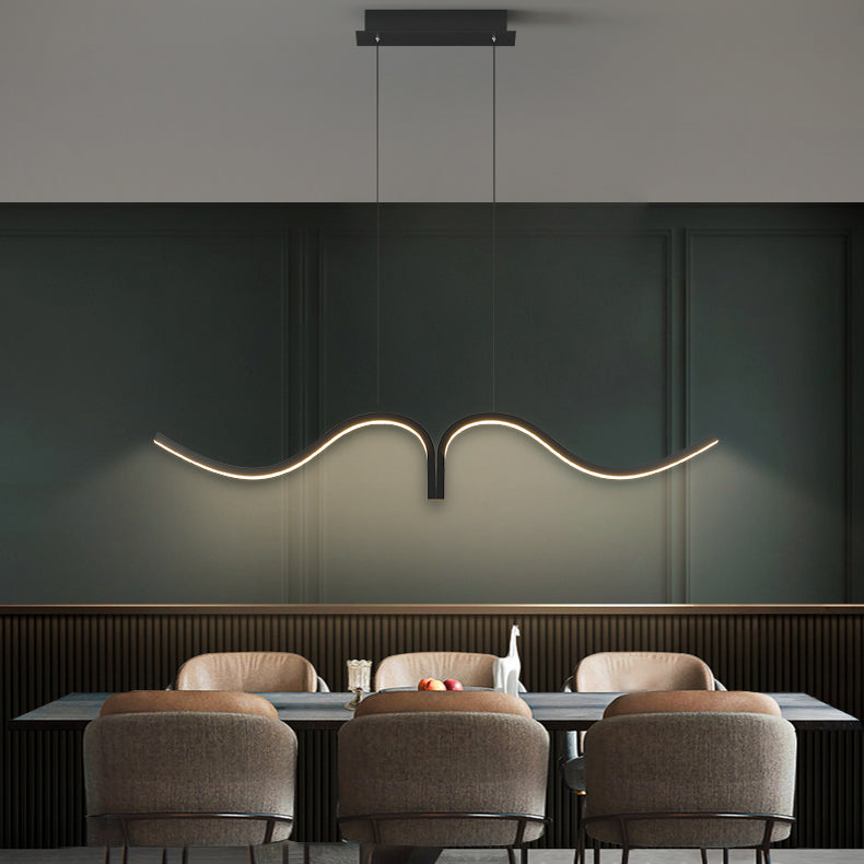 Contemporary Waves Island Light Metal 2 Light  Island Lighting Fixtures for Kitchen