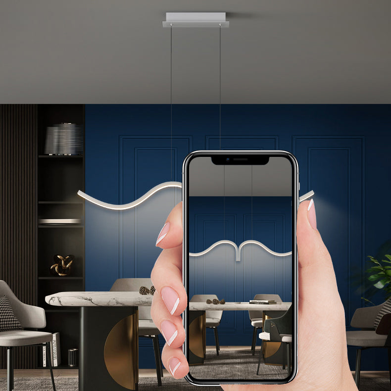 Contemporary Waves Island Light Metal 2 Light  Island Lighting Fixtures for Kitchen