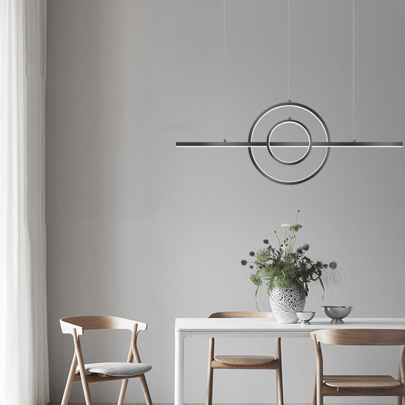 Linear Shape Island Lighting Ideas Modern Style Metal 3 Light Island Pendants in Black