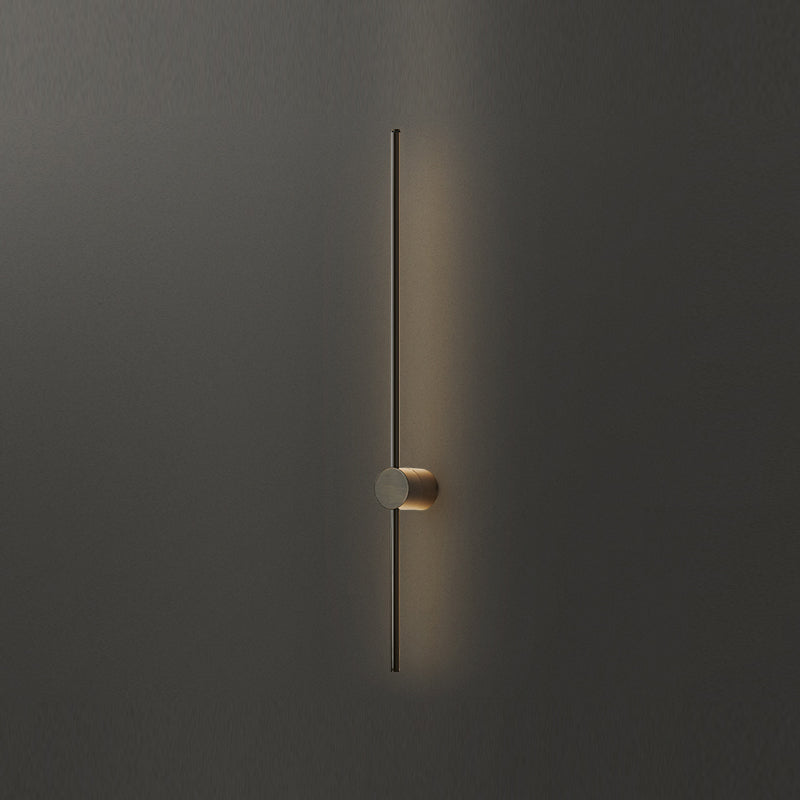 Nordic Style Wall Light Minimalist Straight LED Wall Sconce with Brass for Bedroom