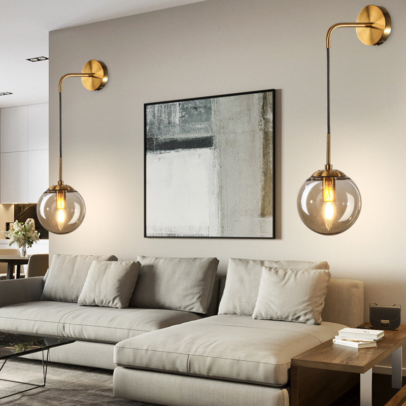 1 Light Globe Wall Sconces Industrial Style Glass Wall Mounted Lamps