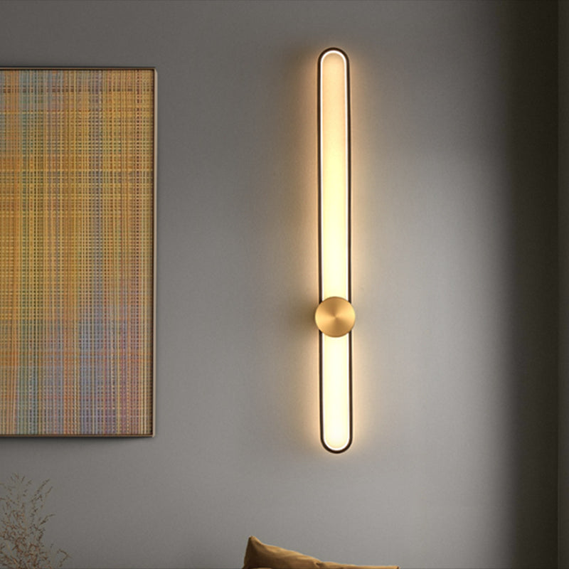 Metal Oval Shape Wall Mount Lighting Modern 1-Light Wall Mounted Light Fixture