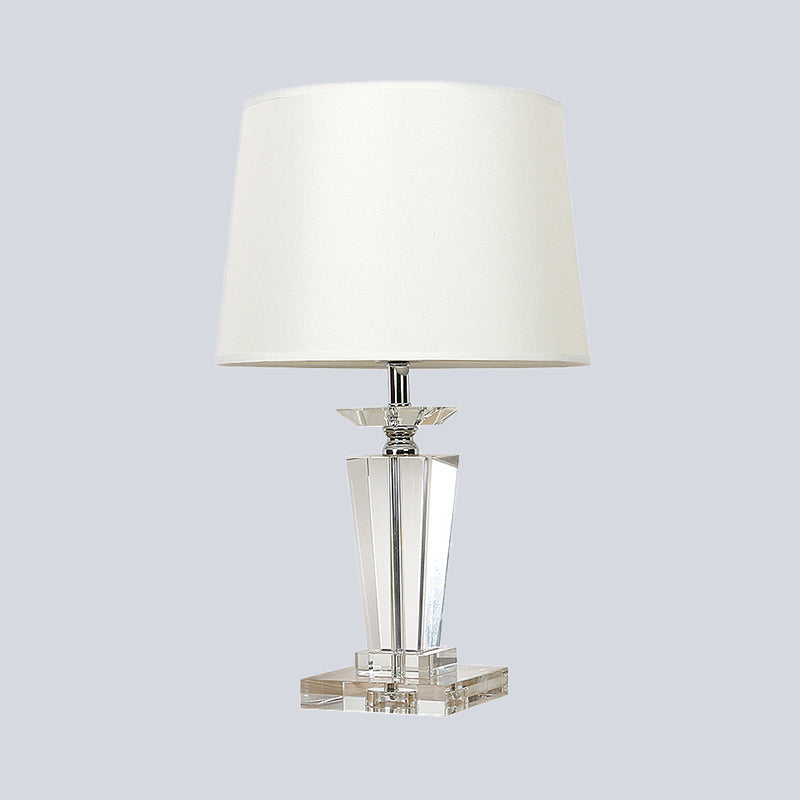 Fasskristall Task Light Moderne Stoff 1 Glühbirne weiße Nachttischlampe, 21 "/23,5" lang