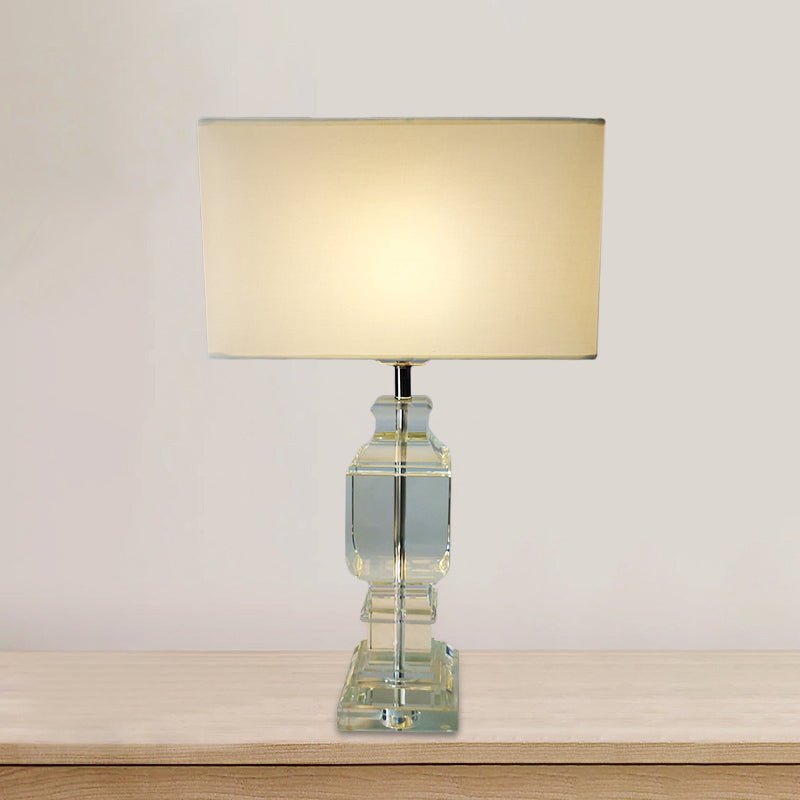 Baluster Desk Lampe moderne handgeschnittene Kristall 1 Glühbirnen weiße Tischlicht mit Stoffton