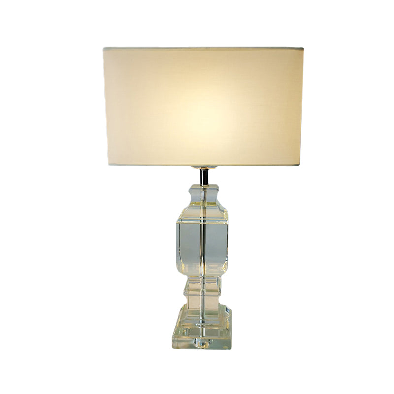 Baluster Desk Lampe moderne handgeschnittene Kristall 1 Glühbirnen weiße Tischlicht mit Stoffton