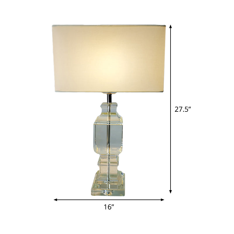 Baluster Desk Lampe moderne handgeschnittene Kristall 1 Glühbirnen weiße Tischlicht mit Stoffton