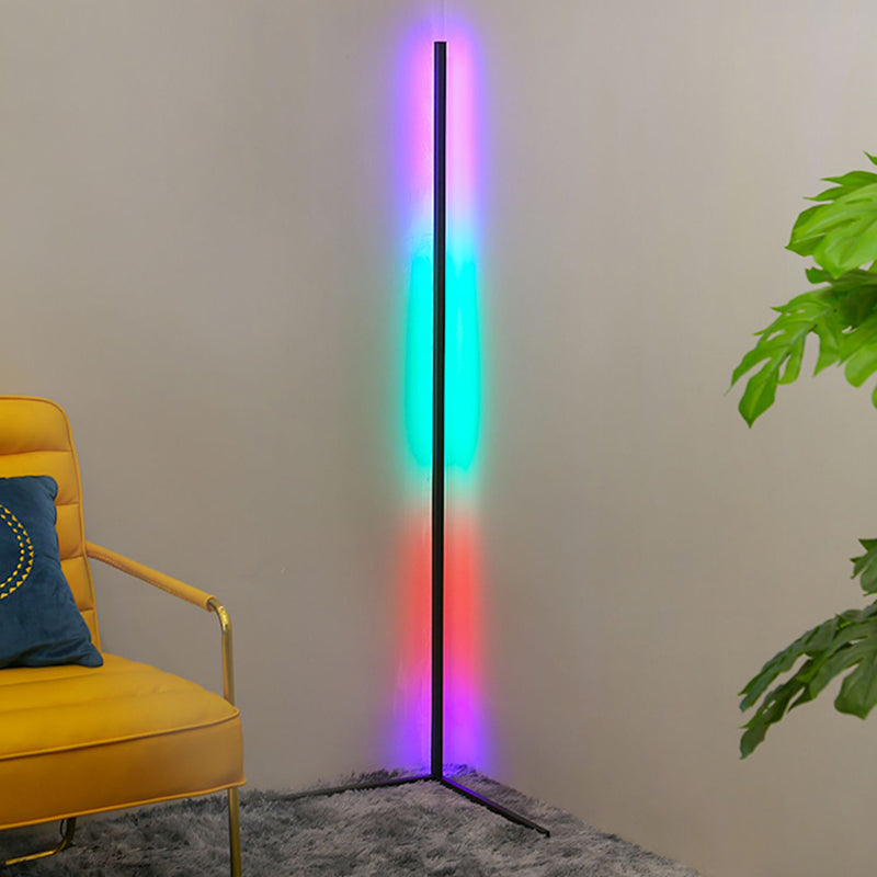 Contemporary Linear Floor Lamp Metal Black LED Floor Light for Living Room