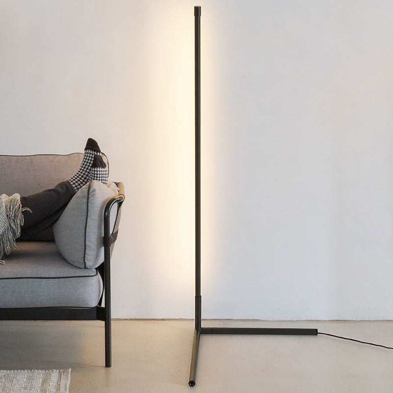 Contemporary Linear Floor Lamp Metal Black LED Floor Light for Living Room