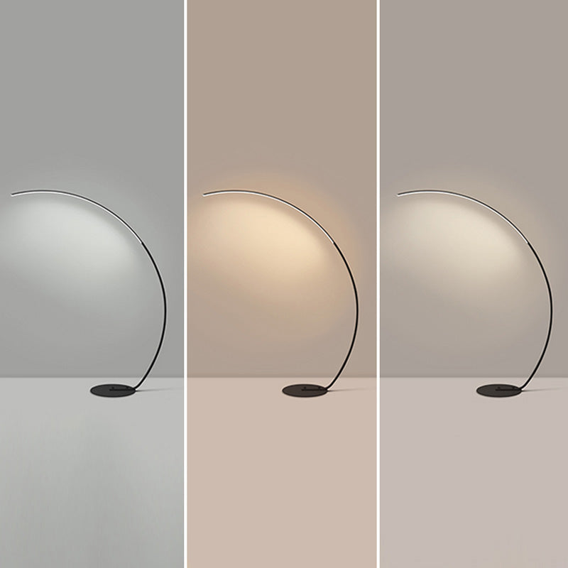 Curve Shape Metal Floor Lighting Contemporary Style 1 Light Floor Lamp