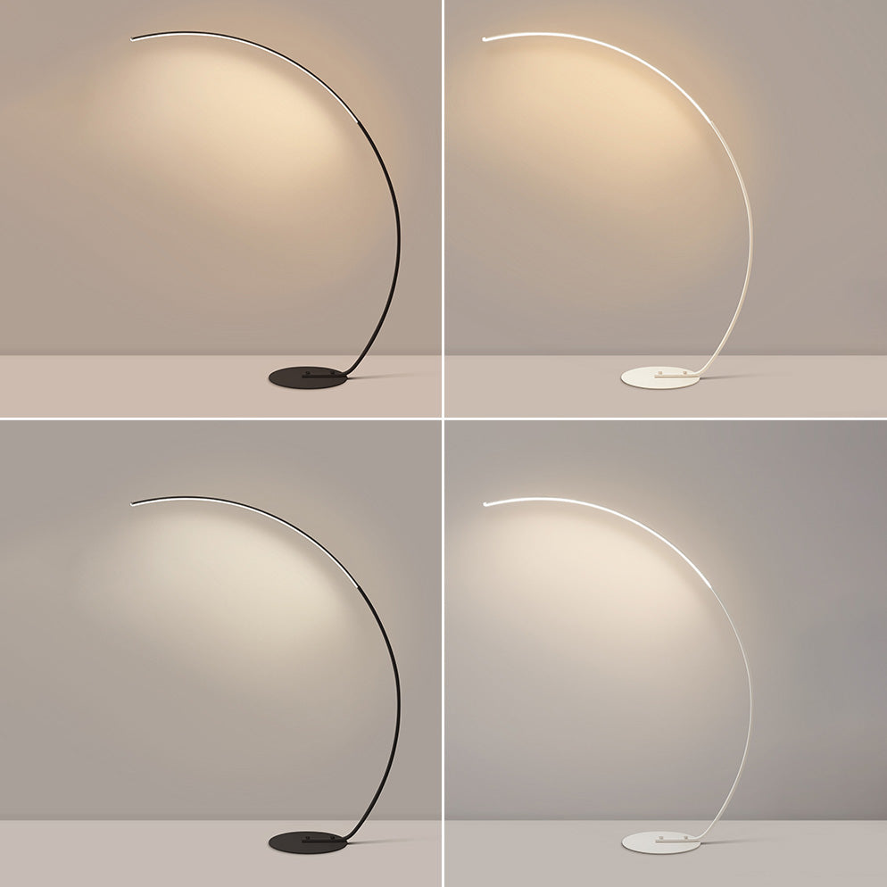 Curve Shape Metal Floor Lighting Contemporary Style 1 Light Floor Lamp