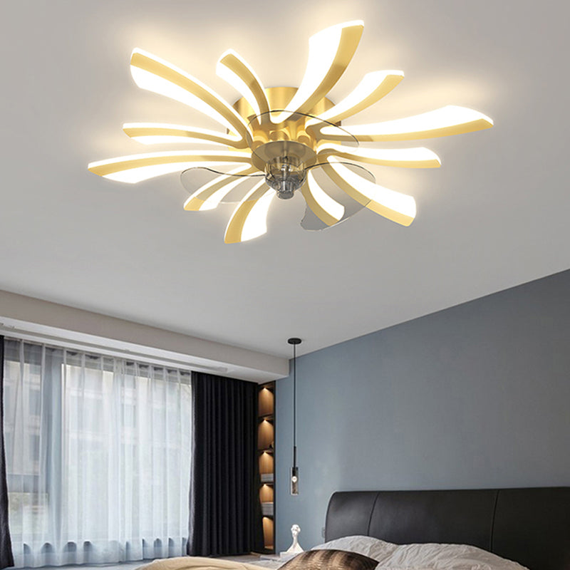 Metal Geometric Shape Ceiling Fans Modern Multi-Lights Ceiling Fan Lamp Fixture