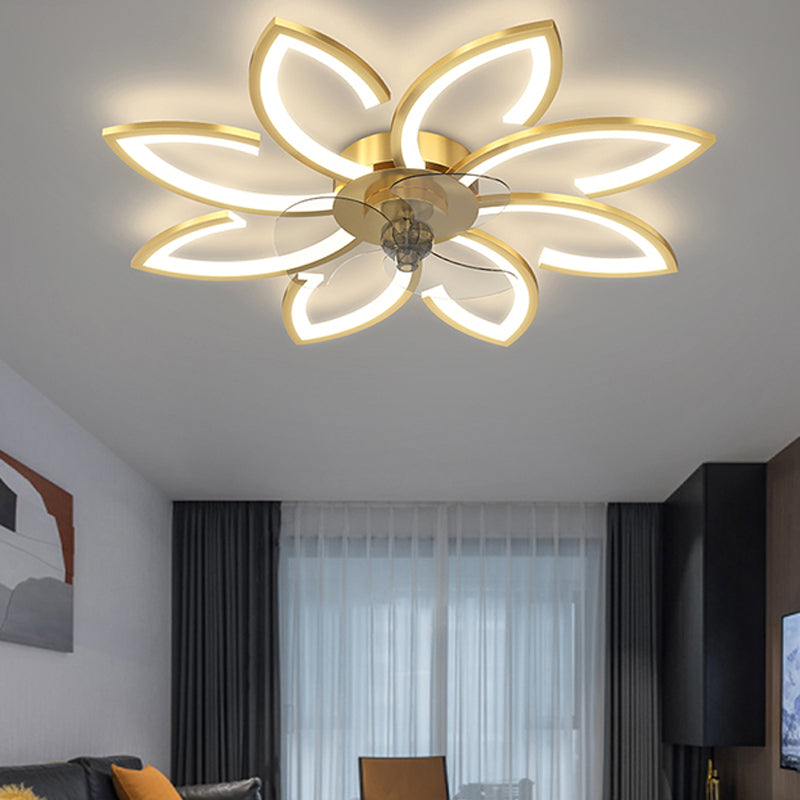 Metal Geometric Shape Ceiling Fans Modern Multi-Lights Ceiling Fan Lamp Fixture