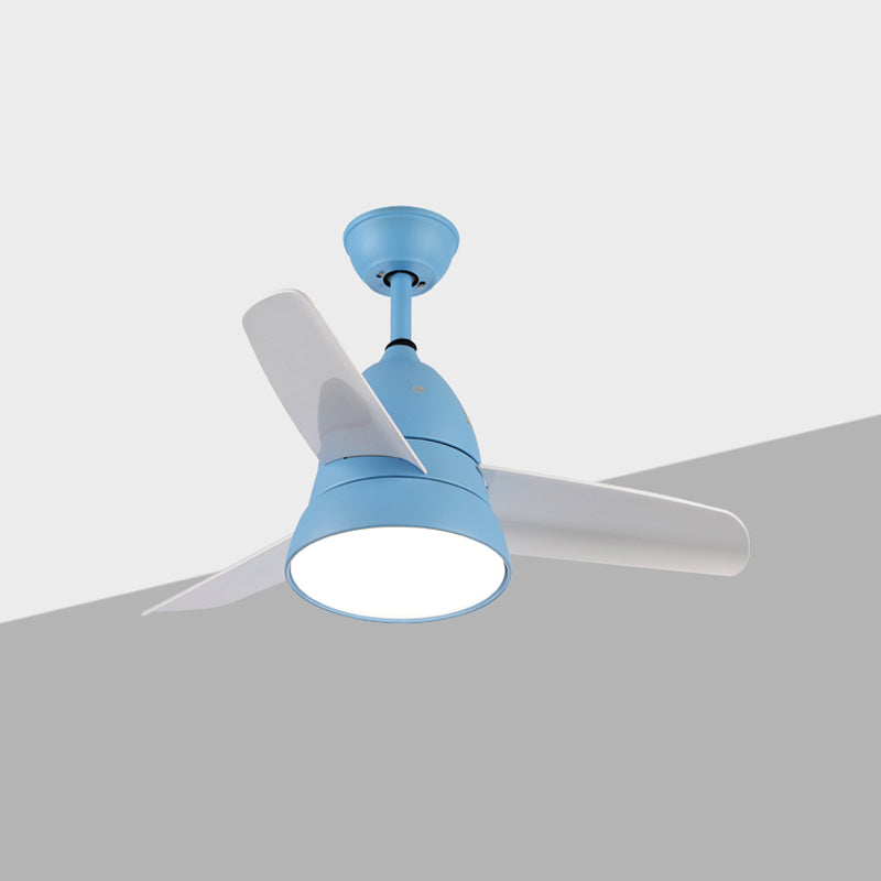 Kids Style Round Ceiling Fan Light Metal Single Light LED Flush Light for Bedroom