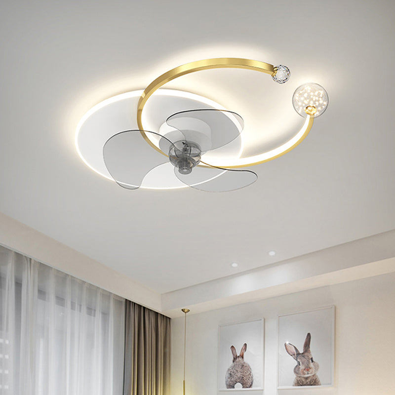 Metal Geometric Shape Ceiling Fans Modern Multi-Lights Ceiling Fan Lamp Fixture