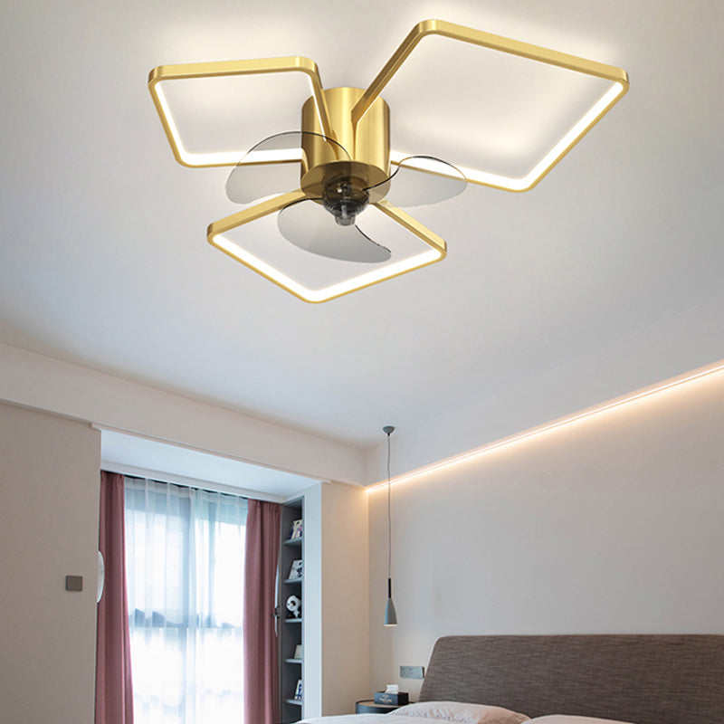 Metal Geometric Shape Ceiling Fans Modern Multi-Lights Ceiling Fan Lamp Fixture