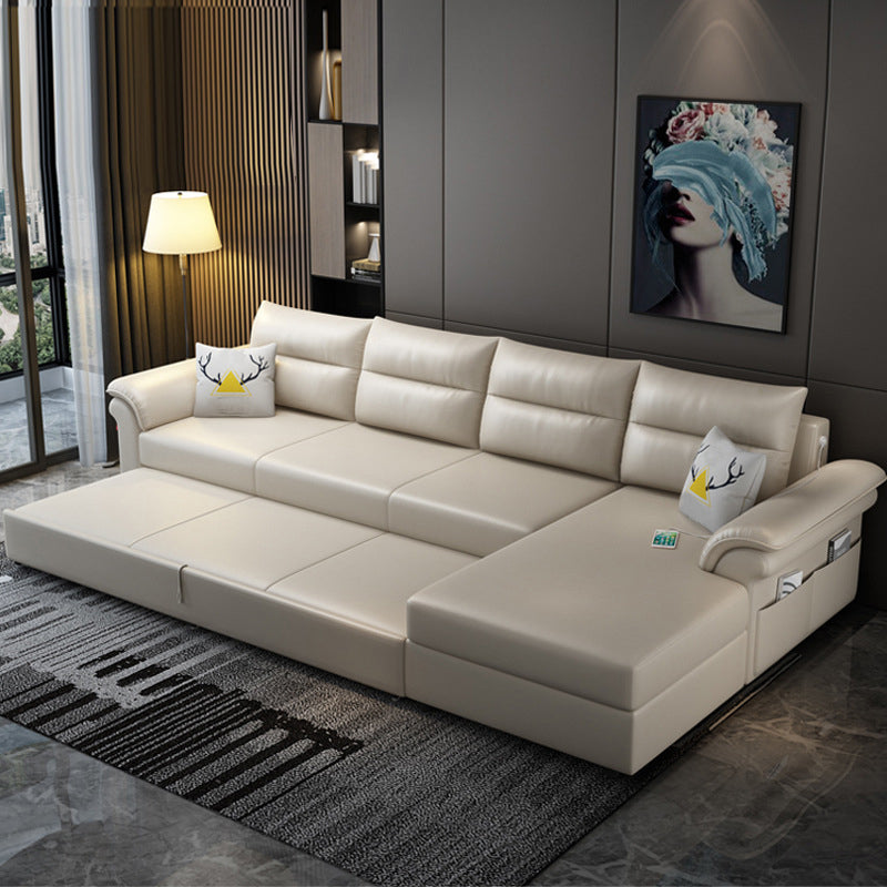 Cushion Back Storage Stain-Resistant Manual Reclining Faux Leather Sectional Sofa Set