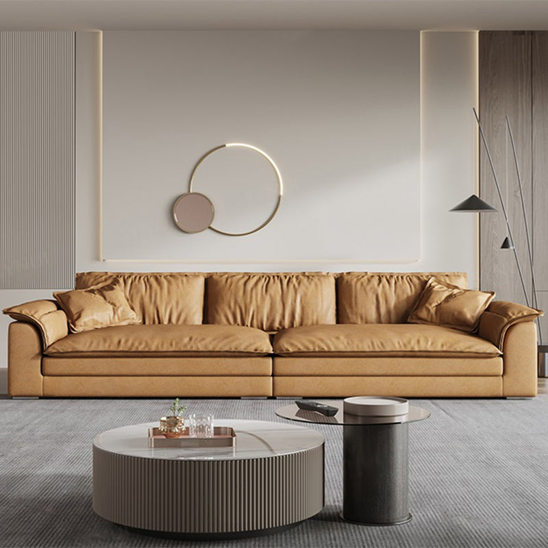 Faux Leather Modern Cushions Sofa 30.7" H Pillow Top Arm Sofa & Chaise