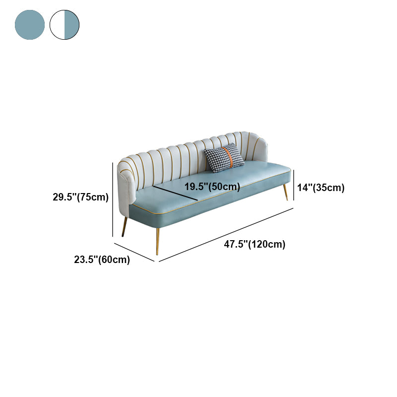 Faux Leather Modern Recessed Arm Sofa Standard Sofa with Sewn Pillow Back