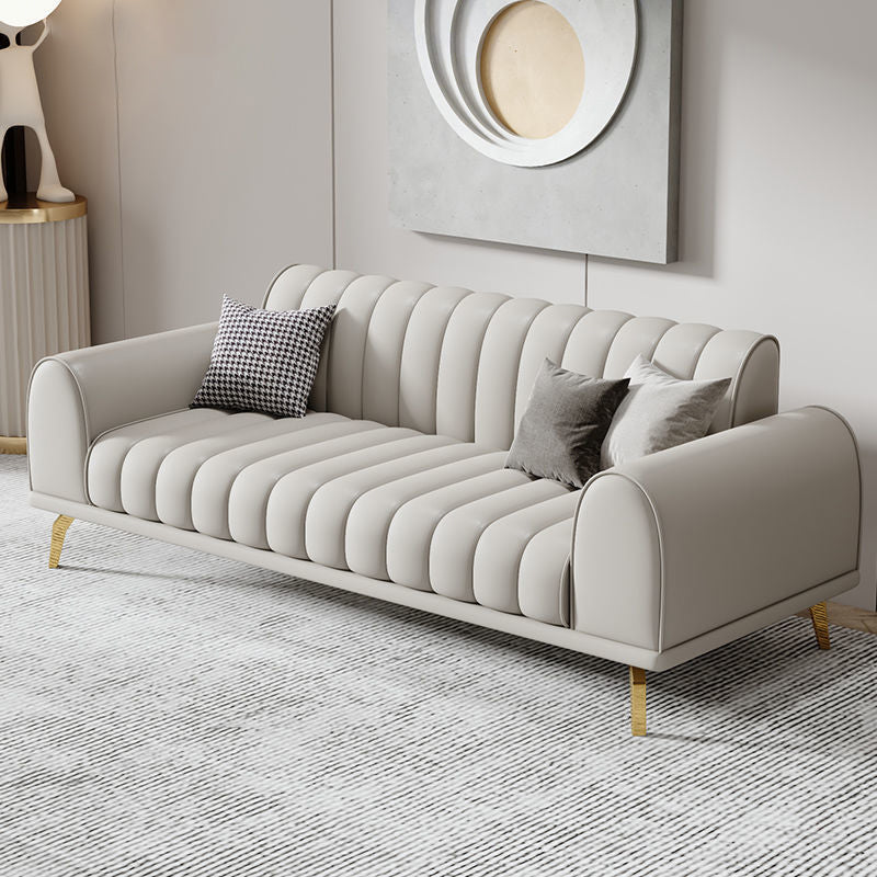 Modern Rolled Arm Sofa Standard Sofa with Sewn Pillow Back for Living Room