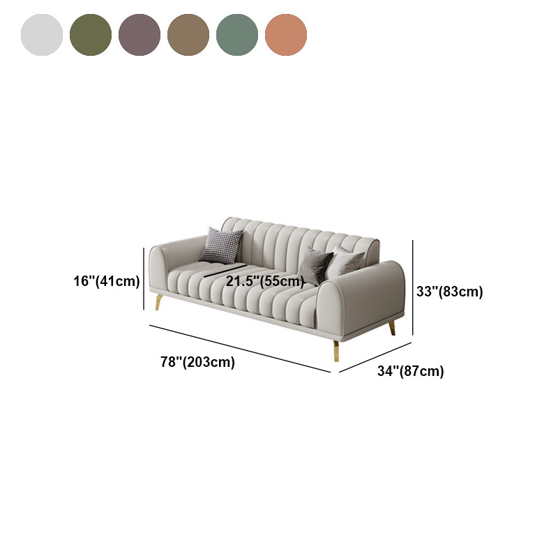 Modern Rolled Arm Sofa Standard Sofa with Sewn Pillow Back for Living Room