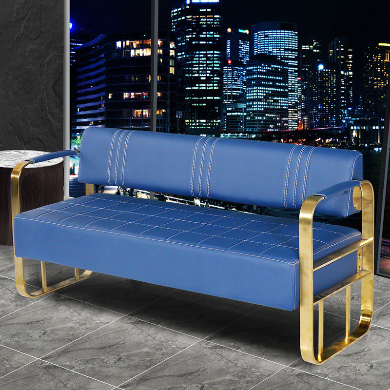 Faux Leather Sofa 21.65" D x 28.74" H Square Arm Sofa for Living Room