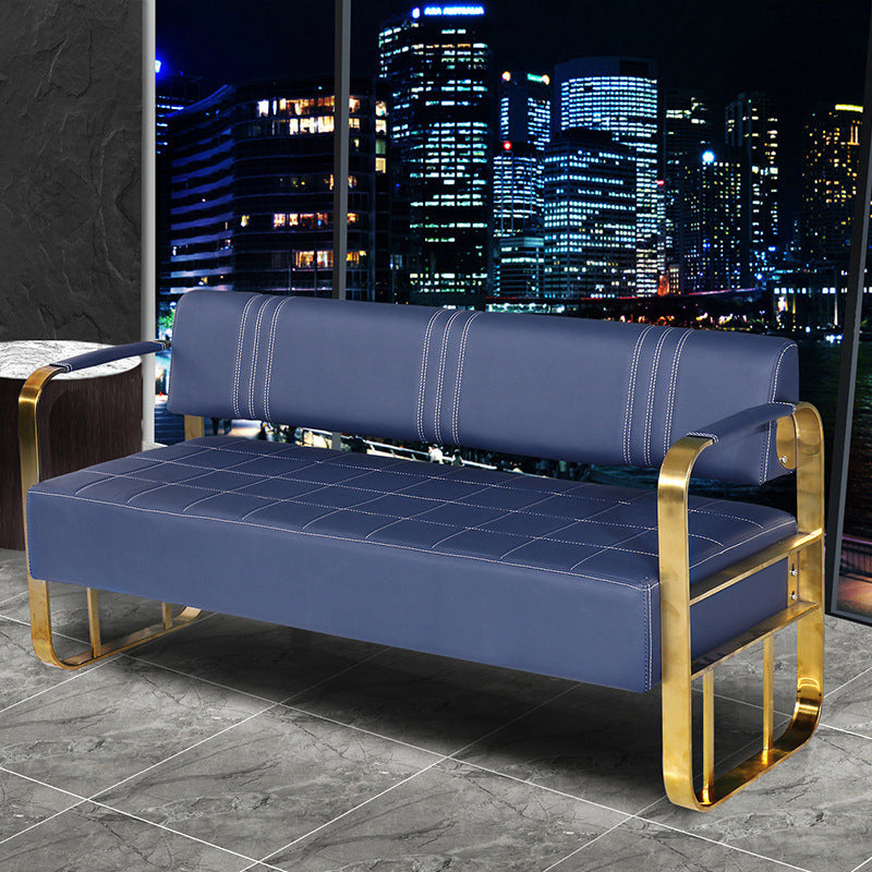 Faux Leather Sofa 21.65" D x 28.74" H Square Arm Sofa for Living Room