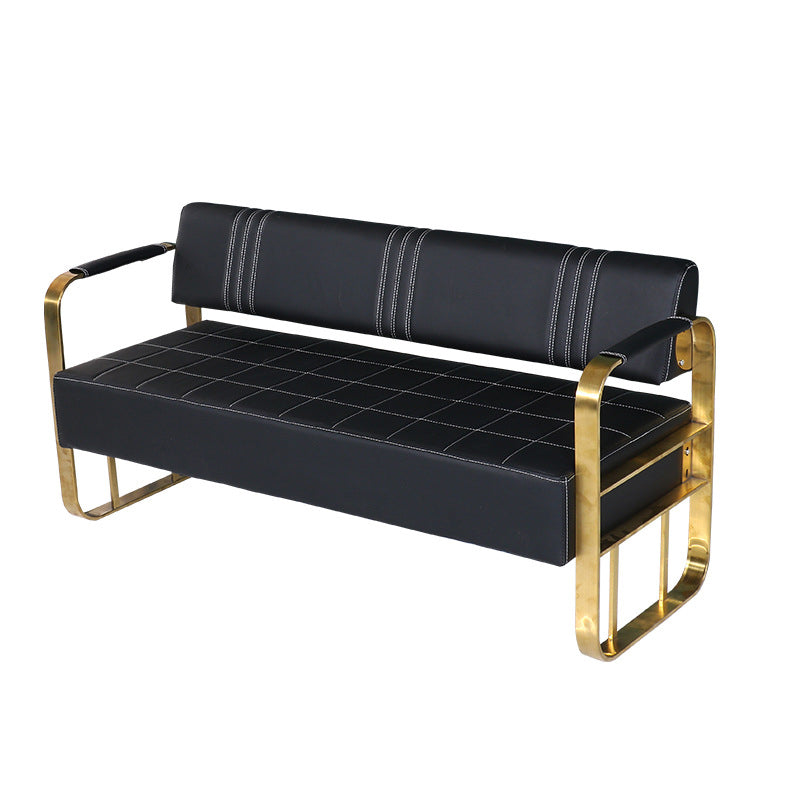 Faux Leather Sofa 21.65" D x 28.74" H Square Arm Sofa for Living Room