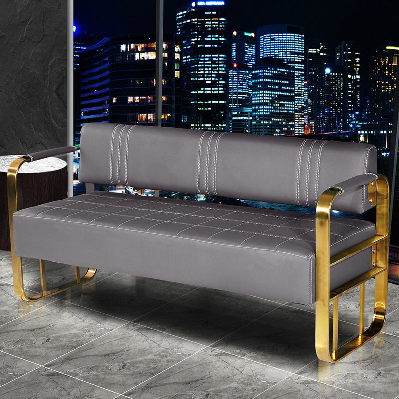 Faux Leather Sofa 21.65" D x 28.74" H Square Arm Sofa for Living Room
