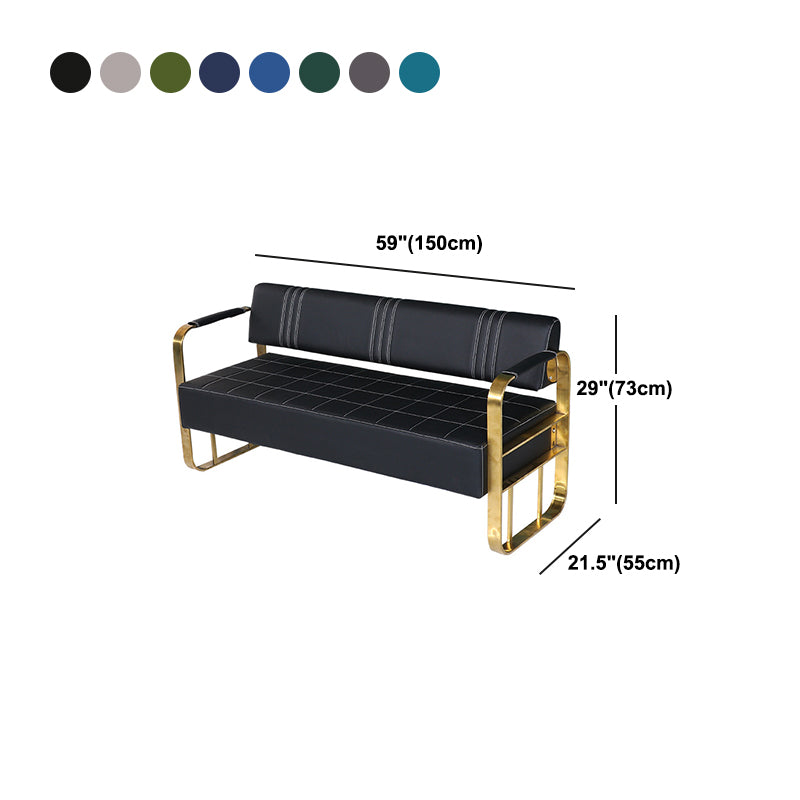 Faux Leather Sofa 21.65" D x 28.74" H Square Arm Sofa for Living Room