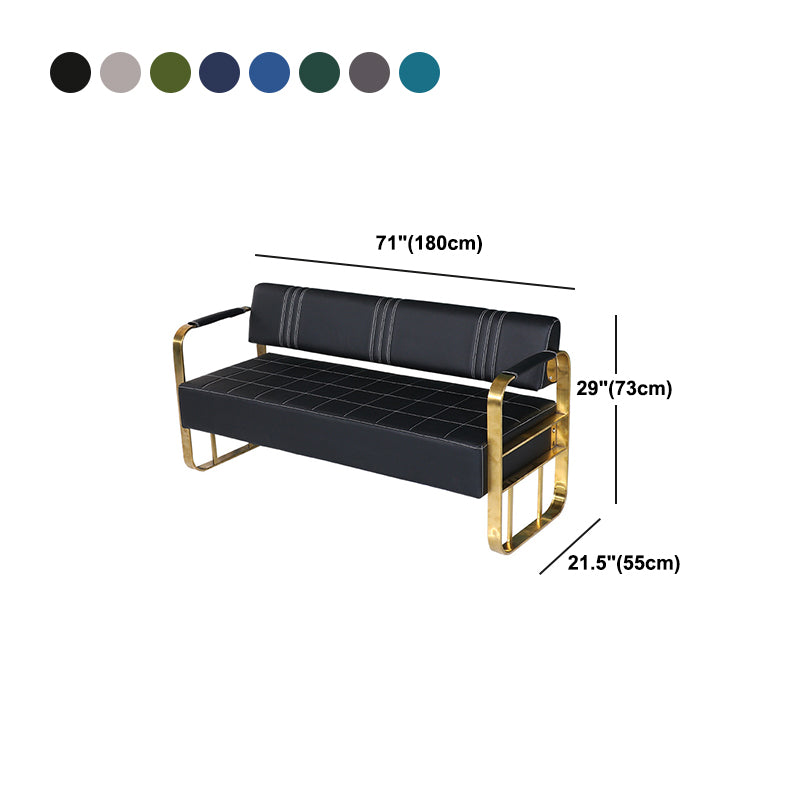 Faux Leather Sofa 21.65" D x 28.74" H Square Arm Sofa for Living Room