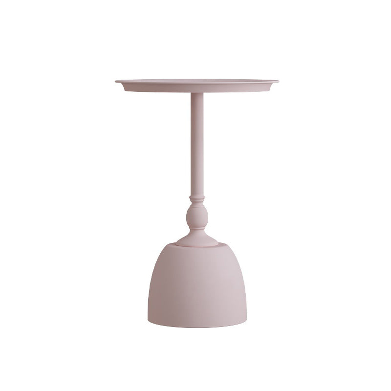 Iron Pedestal End Table Blue/ Pink Round Metal Tray Top Side End Table