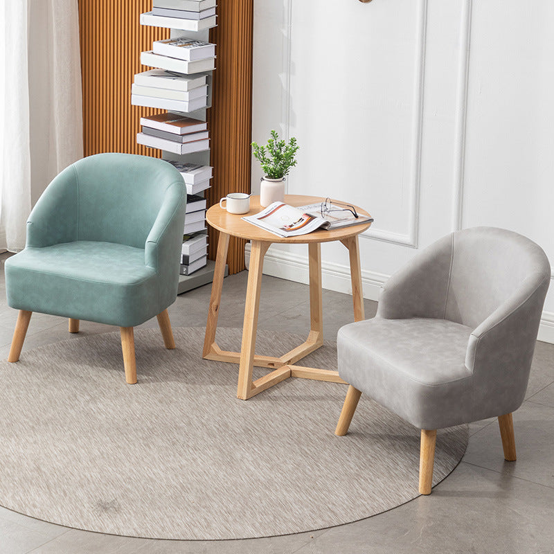 Faux Leather Chair Barrel Chair Solid Wood Frame Chair for Living Room