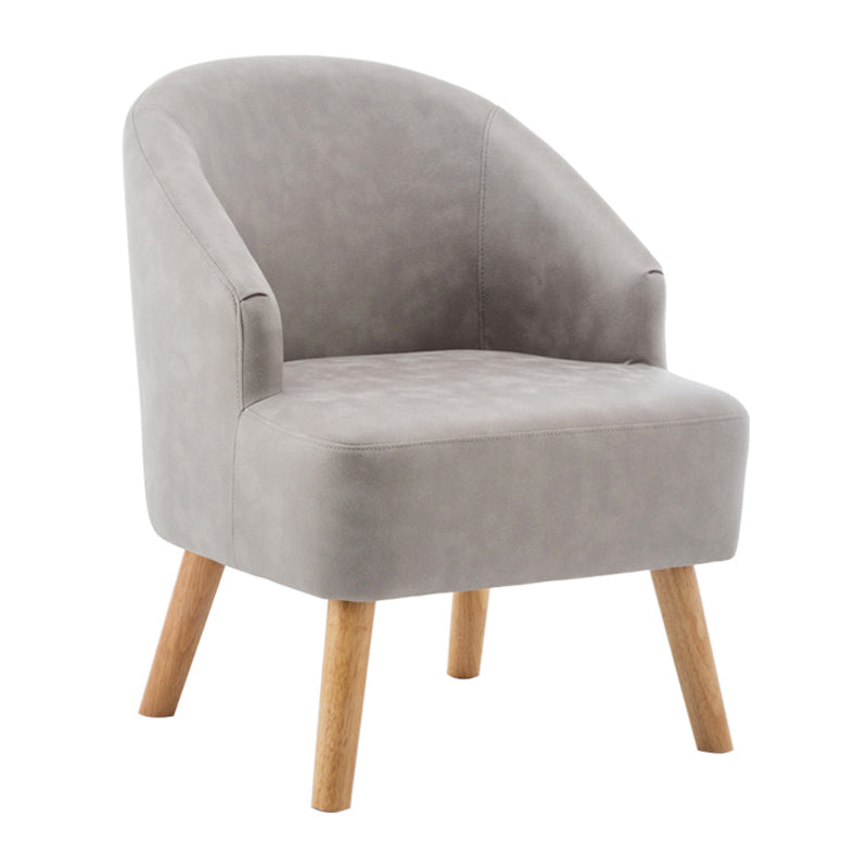 Faux Leather Chair Barrel Chair Solid Wood Frame Chair for Living Room