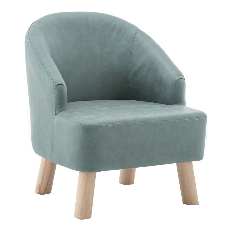 Faux Leather Chair Barrel Chair Solid Wood Frame Chair for Living Room