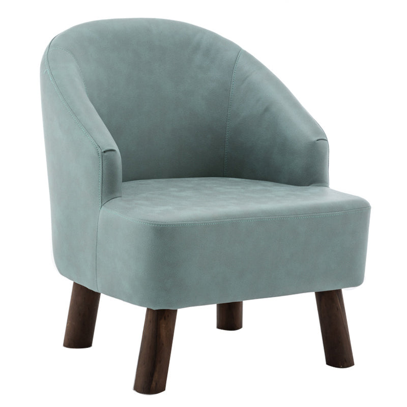 Faux Leather Chair Barrel Chair Solid Wood Frame Chair for Living Room