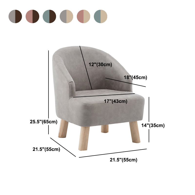 Faux Leather Chair Barrel Chair Solid Wood Frame Chair for Living Room