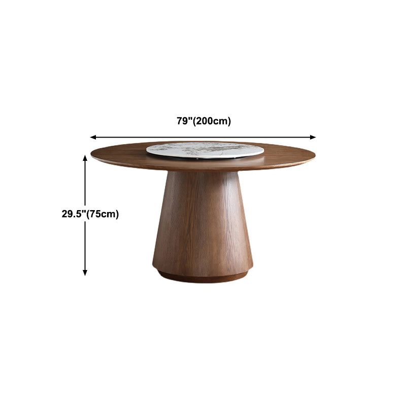 Pedestal Base Is Designed for a Round Coffee Table Made of Walnut Wood