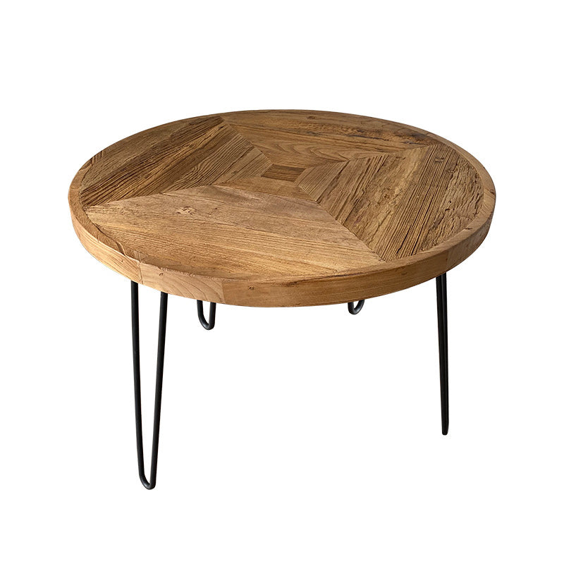 Nordic Style Cocktail Table Brown Elm Wood Top Metal Base Round/square Coffee Table