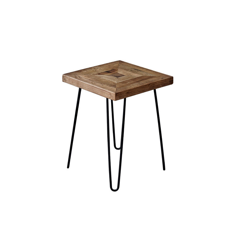 Nordic Style Cocktail Table Brown Elm Wood Top Metal Base Round/square Coffee Table