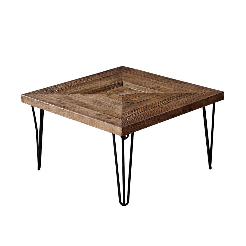 Nordic Style Cocktail Table Brown Elm Wood Top Metal Base Round/square Coffee Table